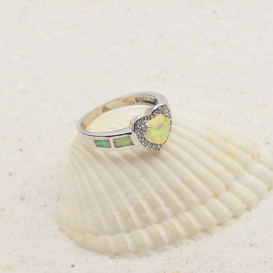 Twisted Shank Heart Opal Ring