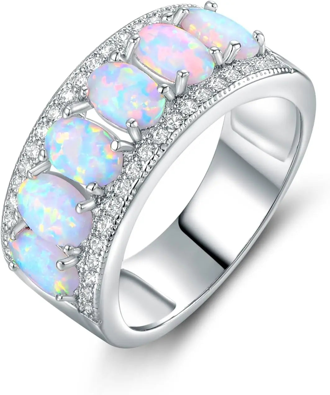 Pave Edge Opal Cocktail Ring