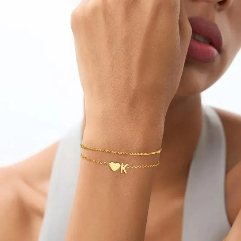 Heart initial bracelet