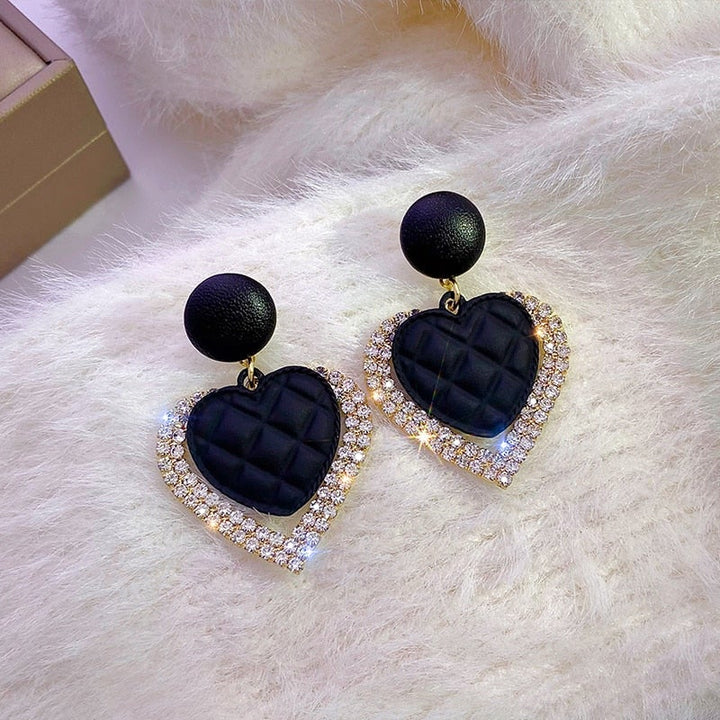 Black Gold Heart-Shaped Earrings