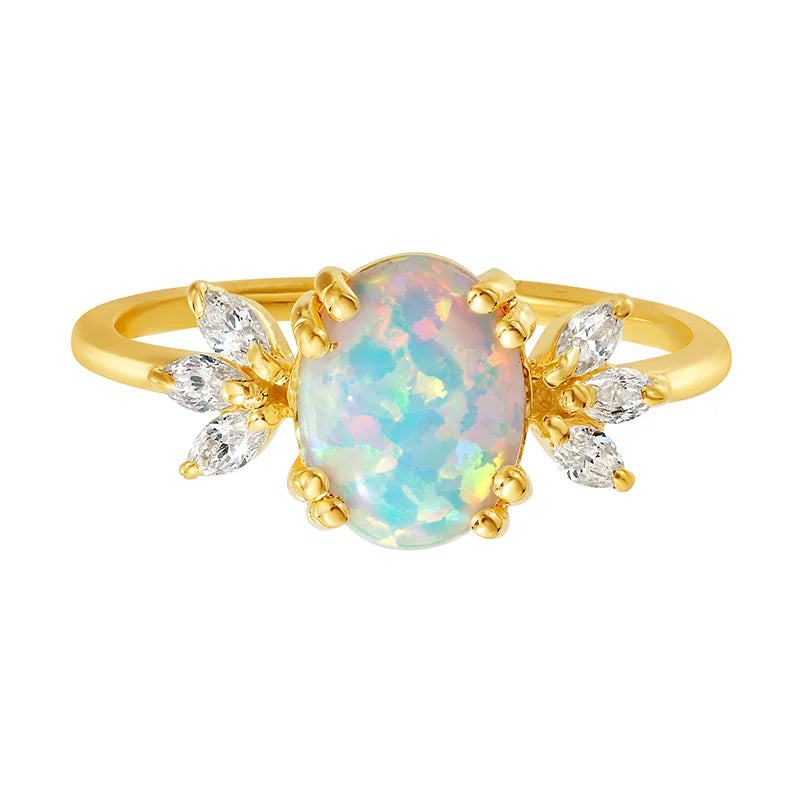 Lotus Crown Opal Ring