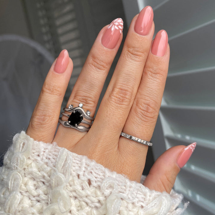 Petite Raw Black Obsidian Ring