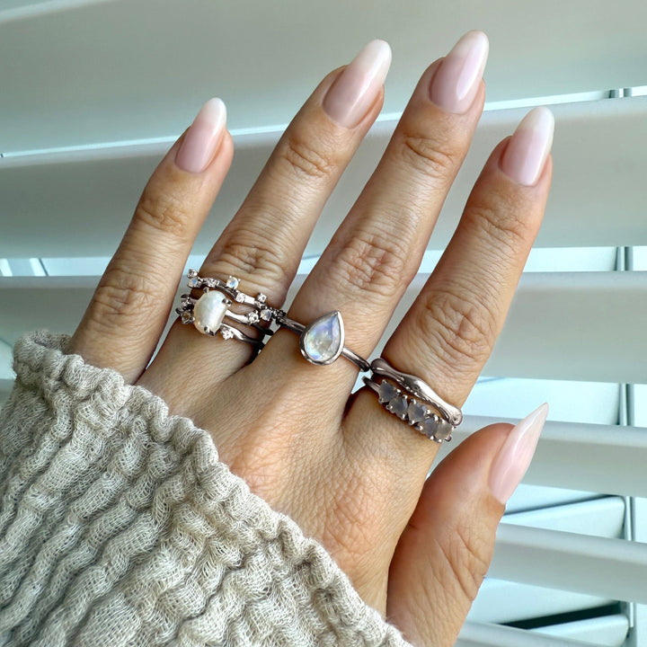 Scattered Moonstone Band Ring