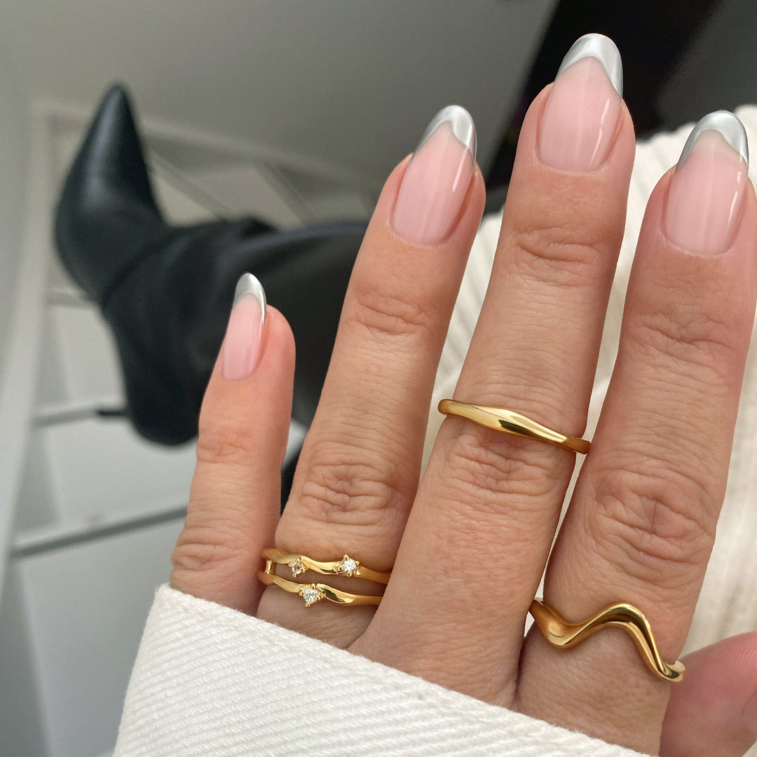Textured Silver Stacking Band Ring