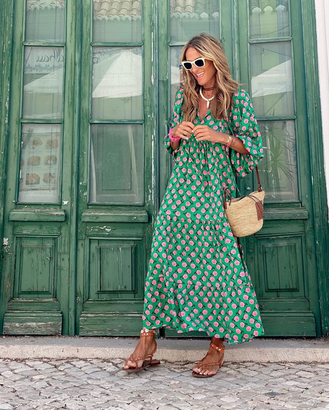 Women's Spring Dress | Patterned Maxi Long Sleeve