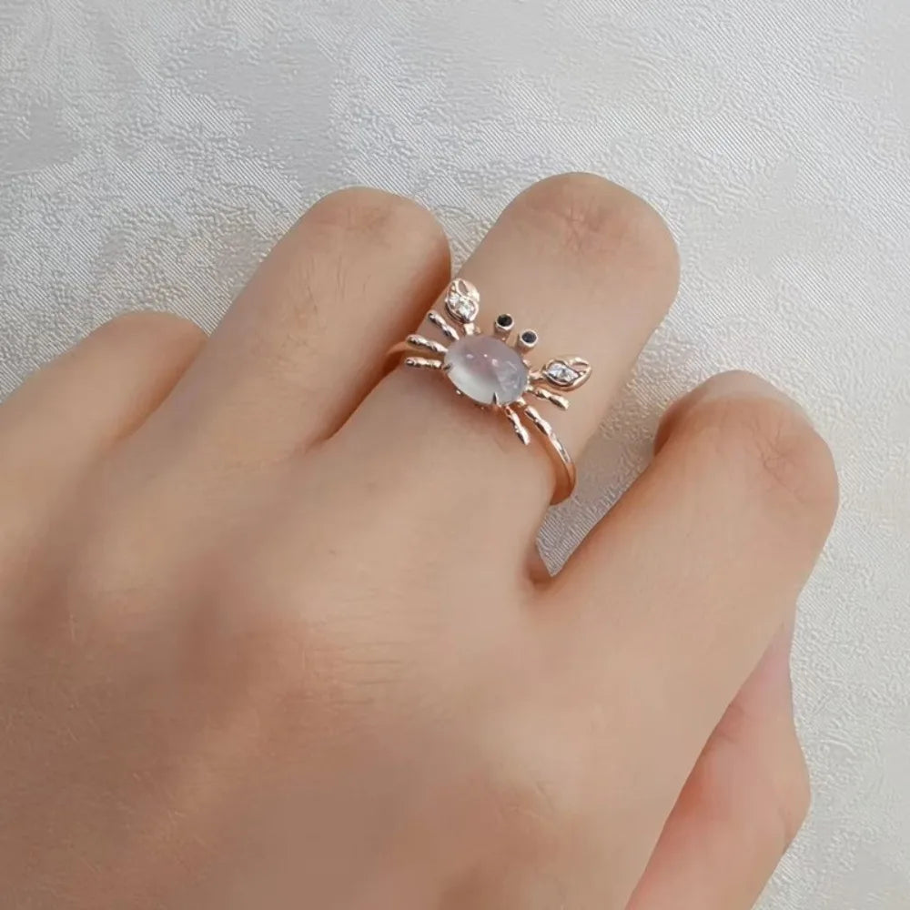 Ocean Crab Ring with Aquamarine Crystal