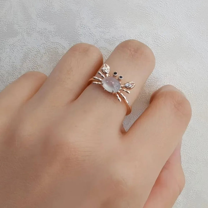 Ocean Crab Ring with Aquamarine Crystal