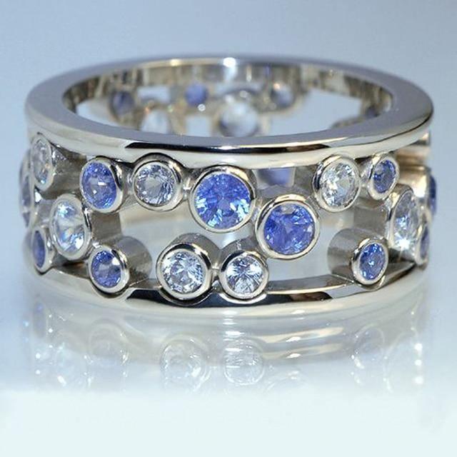 Hollow Blue Crystal Statement Ring