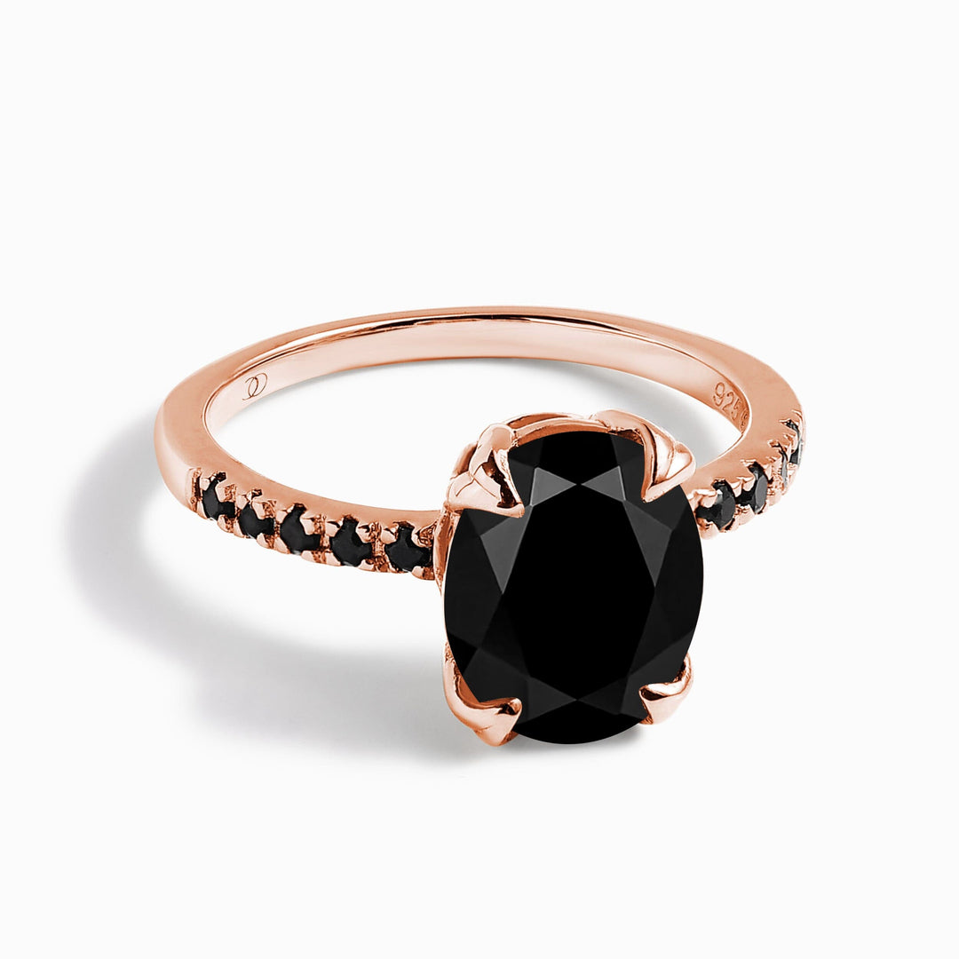 Black Obsidian and Spinel Statement Ring