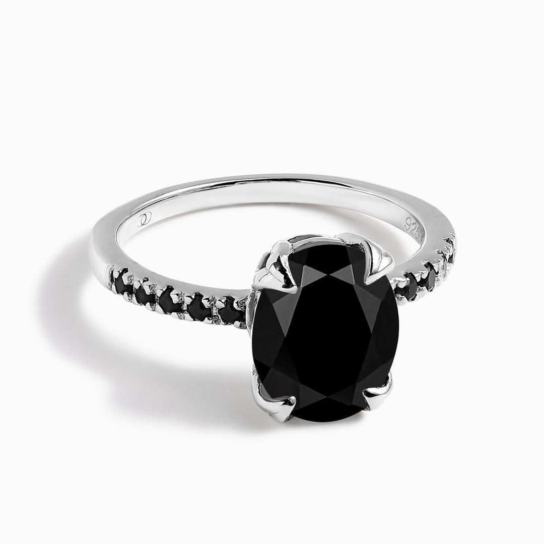 Black Obsidian and Spinel Statement Ring
