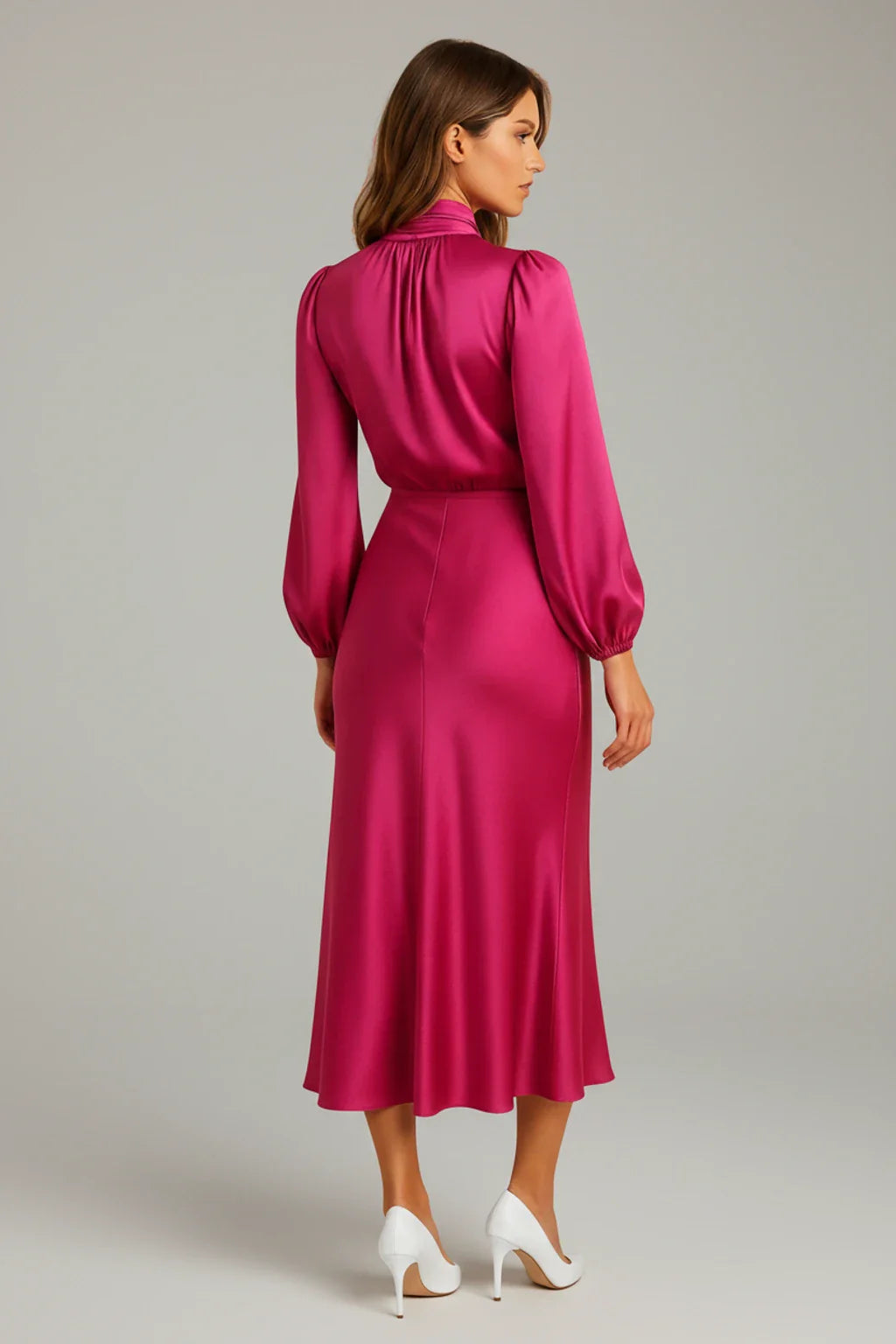 Long Sleeve A-Line Midi Dress for Women