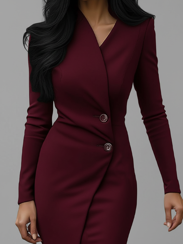 Long Sleeve Wrap Midi Dress for Women