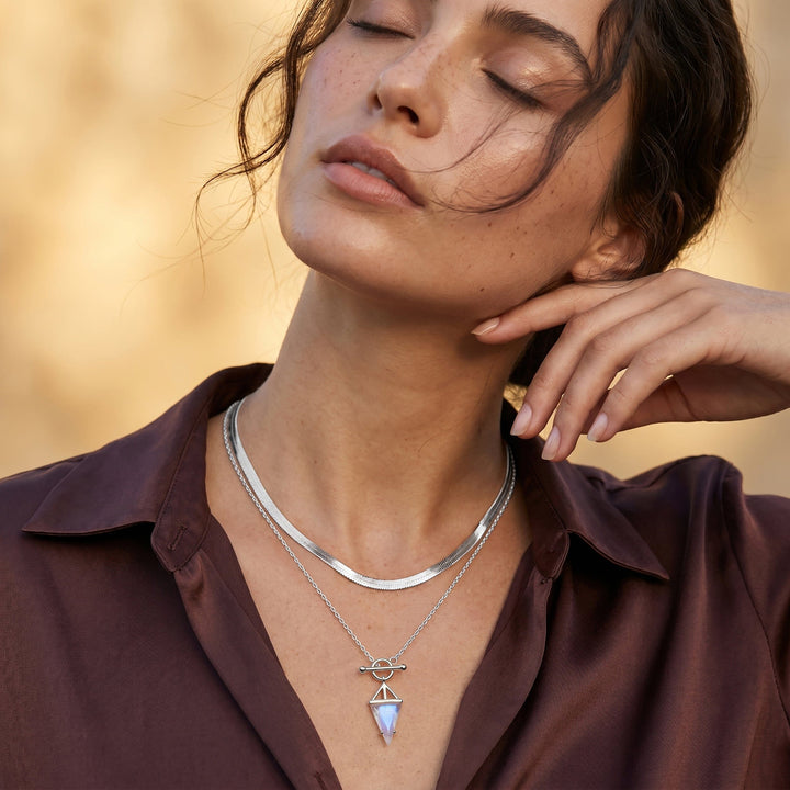 Moonstone Triangle Pendant Necklace