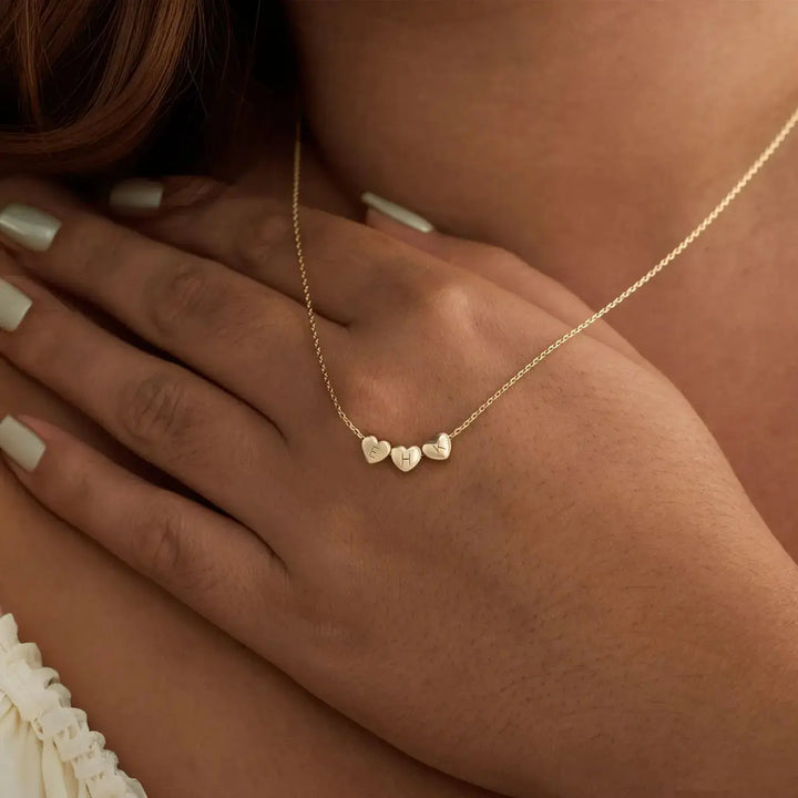 Custom heart initial necklace in rose gold