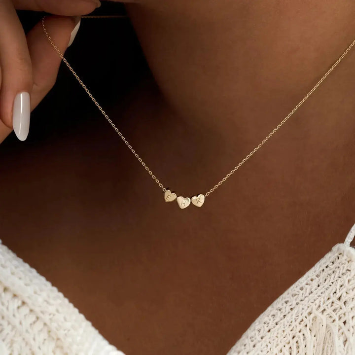 Heart initial necklace in gold-plated stainless steel