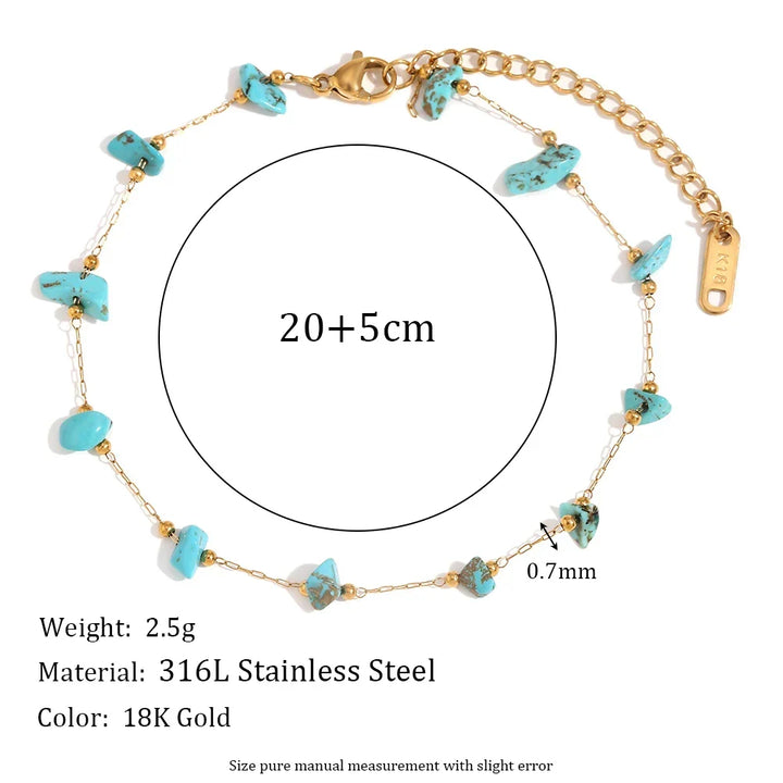 Natural Stone Gold Anklet
