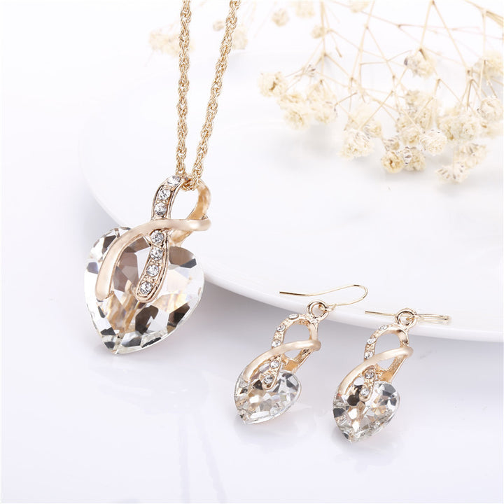 Heart Crystal Necklace and Earring Set