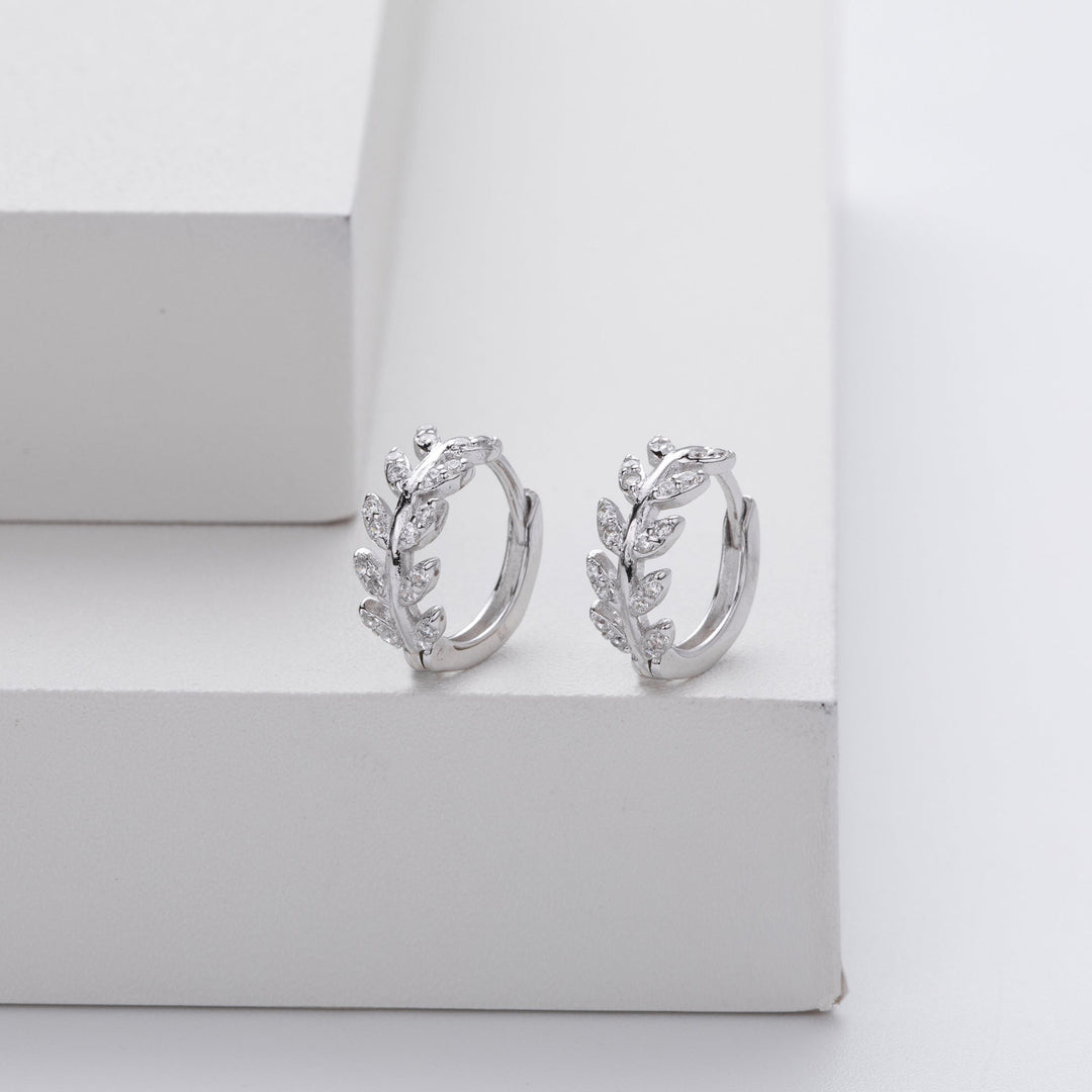 Silver Leaf-Shaped Earrings