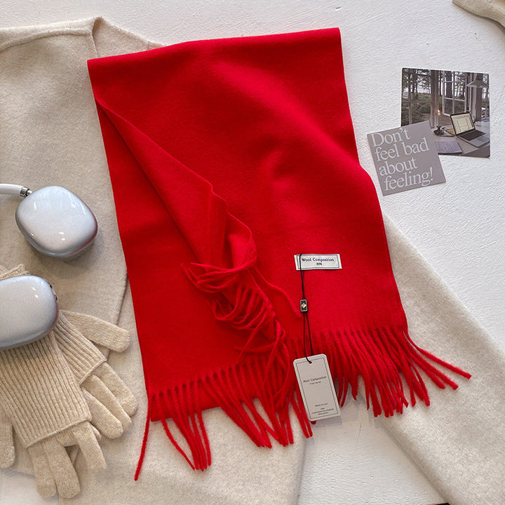 KHIONNE™ - Comfy Soft Plain Tassel Scarf Shawls