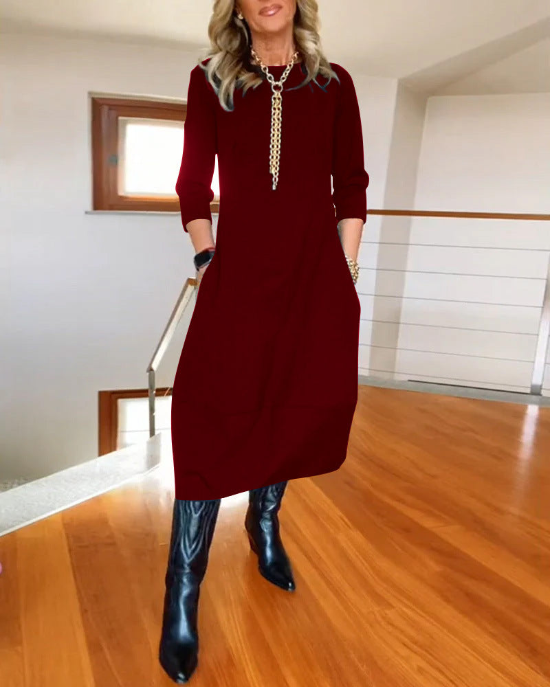 Women's Dress | Round Neck Midi
