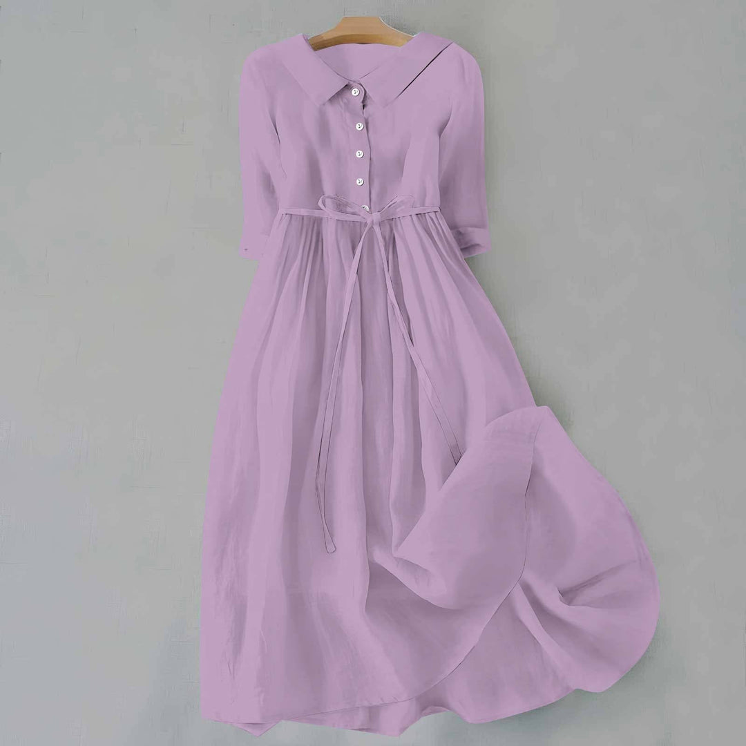 Women's Casual Dress | Gathered Waist Seam Midi