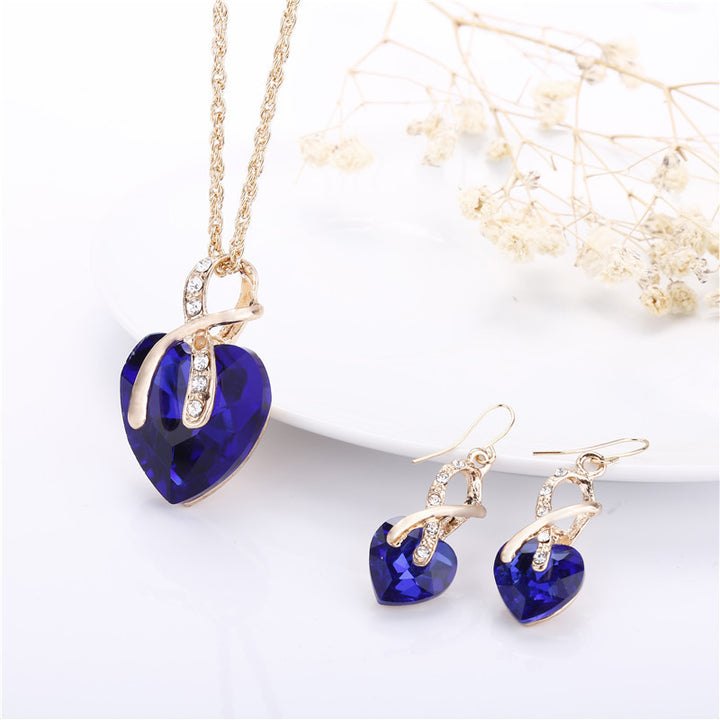 Heart Crystal Necklace and Earring Set