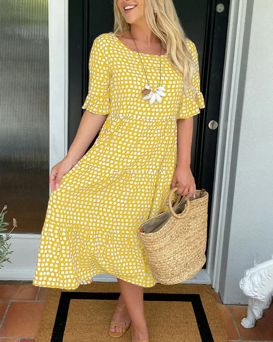 Women’s Dress | Polka Dot Midi Short Sleeve