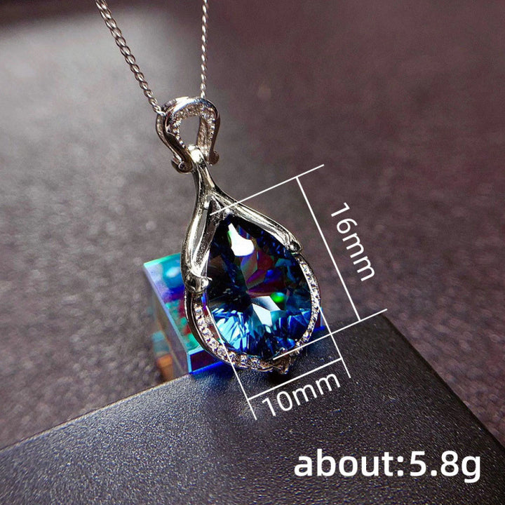 Teardrop Blue Stone Pendant Necklace