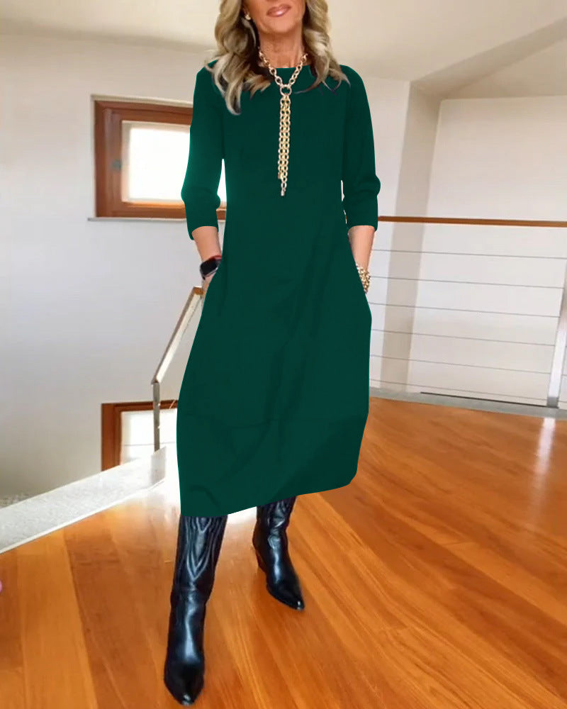 Women's Dress | Round Neck Midi