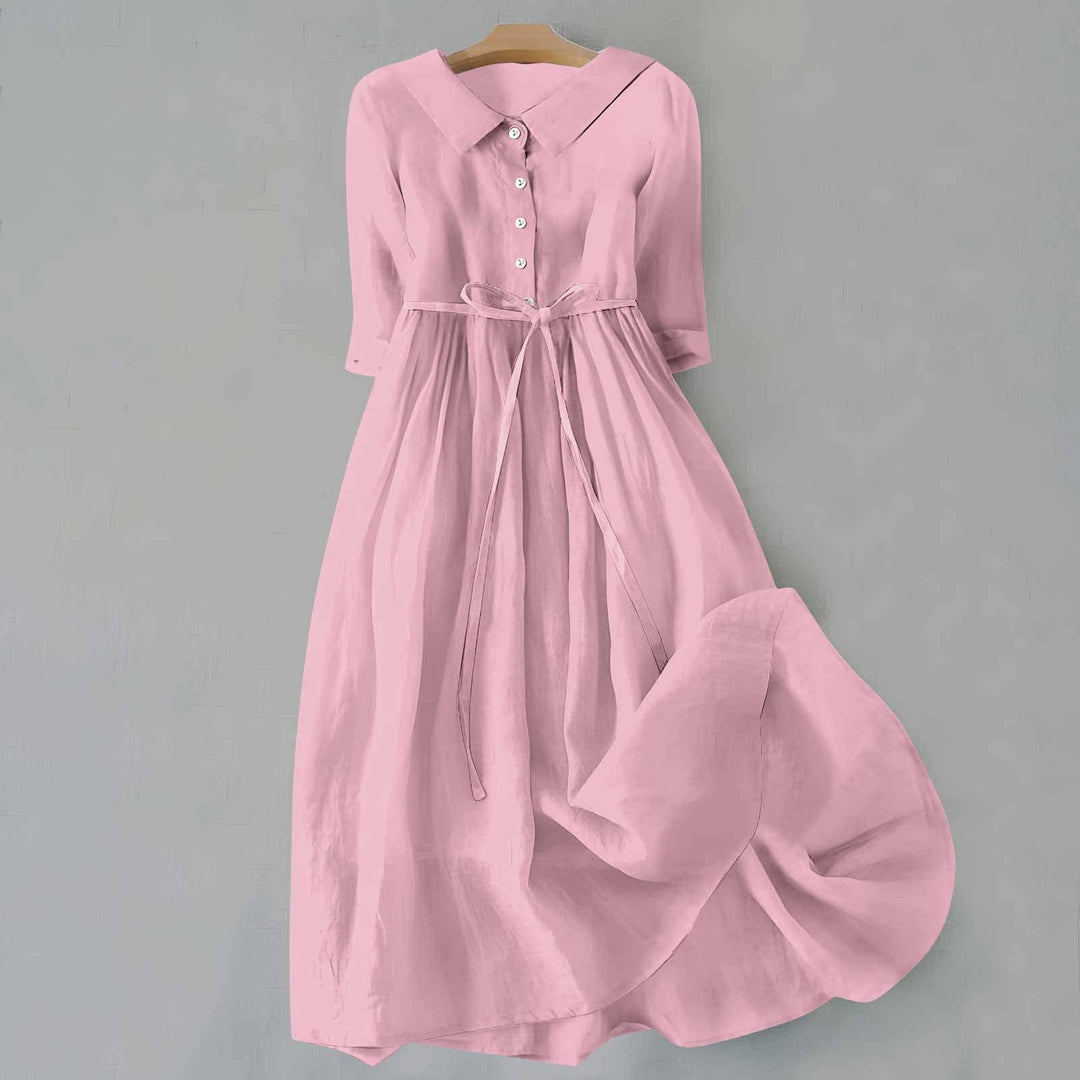 Women's Casual Dress | Gathered Waist Seam Midi