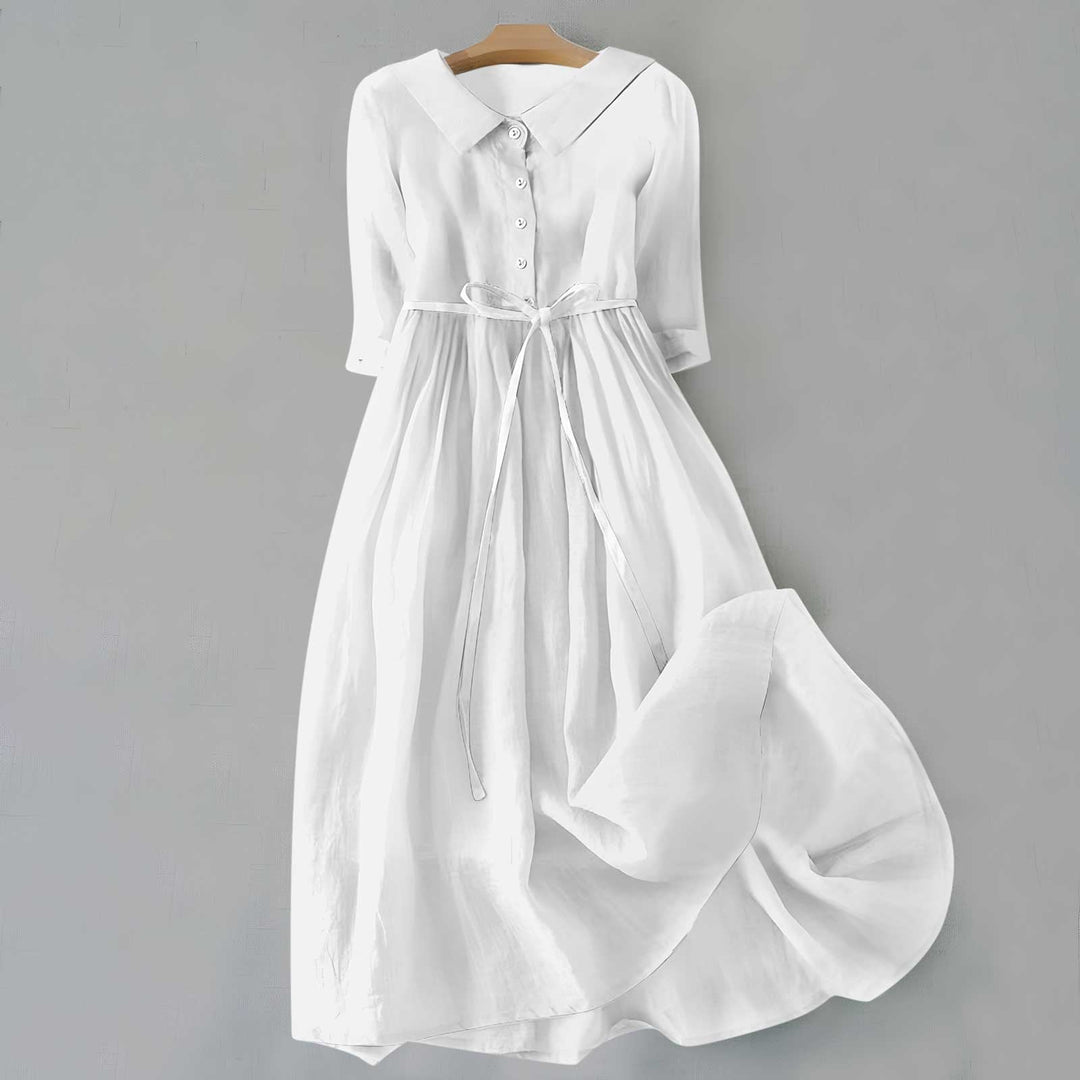 Women's Casual Dress | Gathered Waist Seam Midi