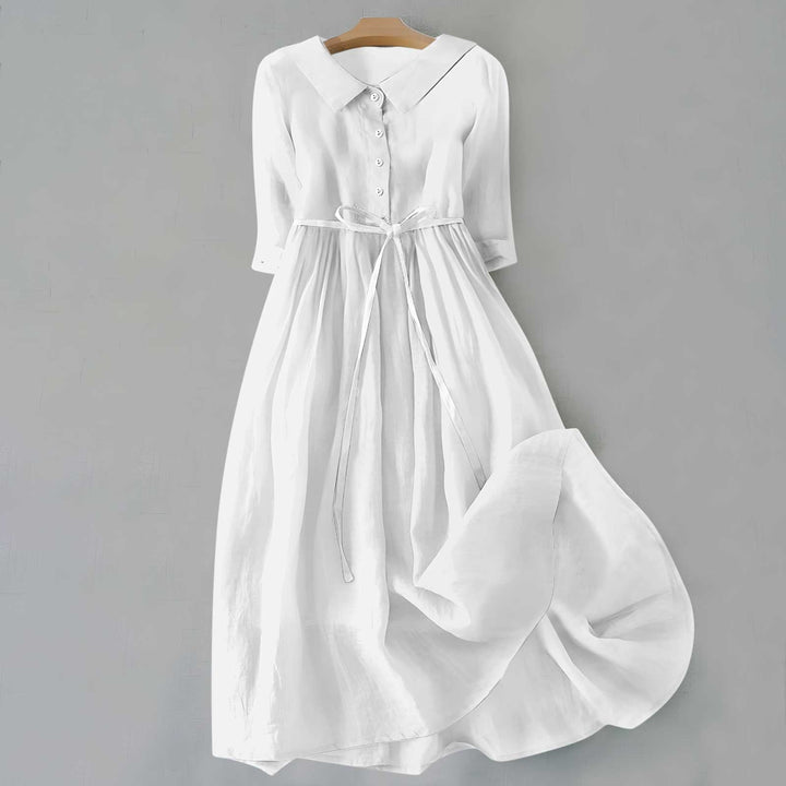 Women's Casual Dress | Gathered Waist Seam Midi