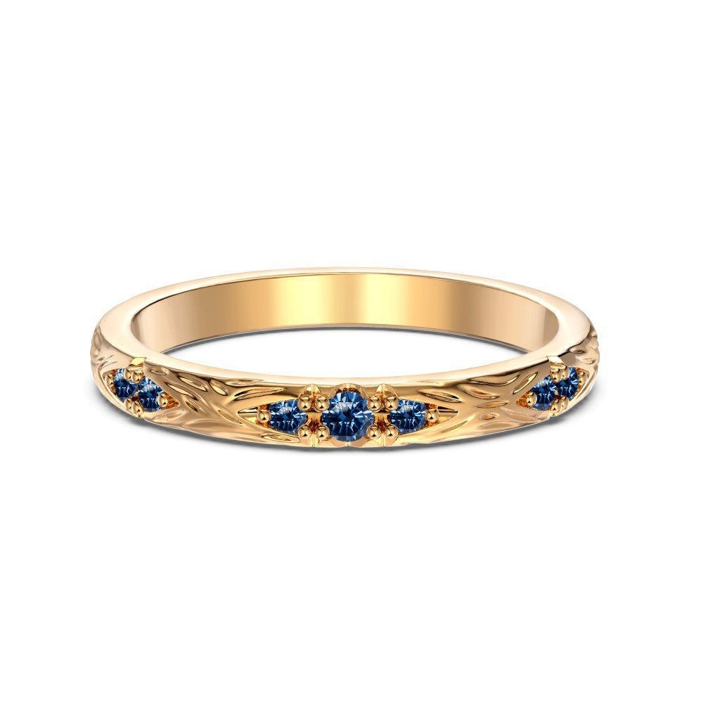 Exotic Fine Blue Silver Zirconia Leaf Ring