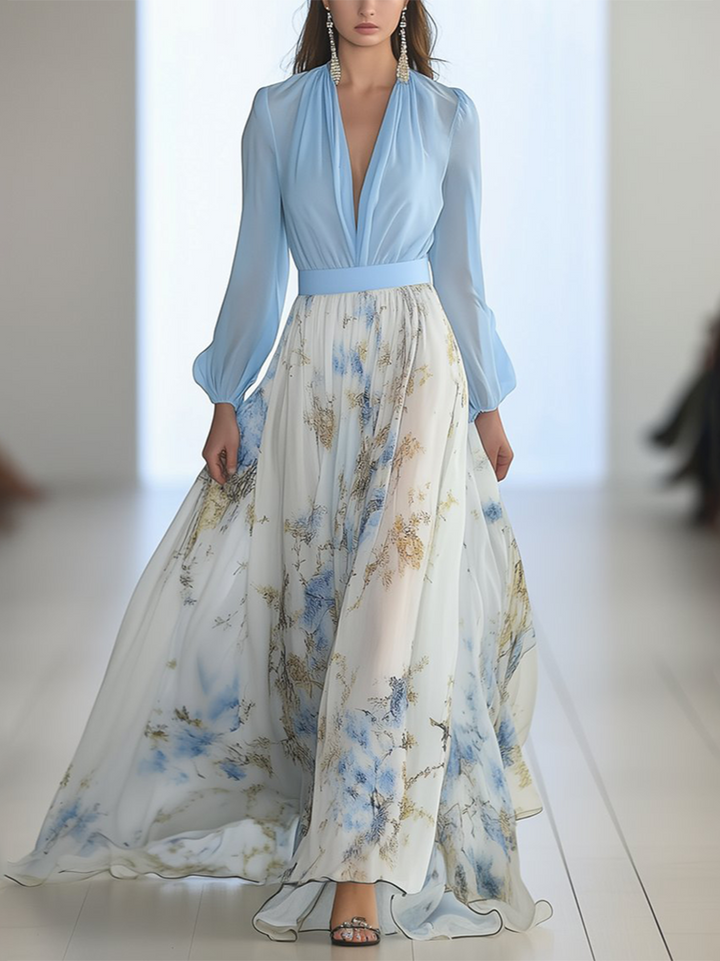 Women's Dress | Floral Skirt Long Sleeve Maxi