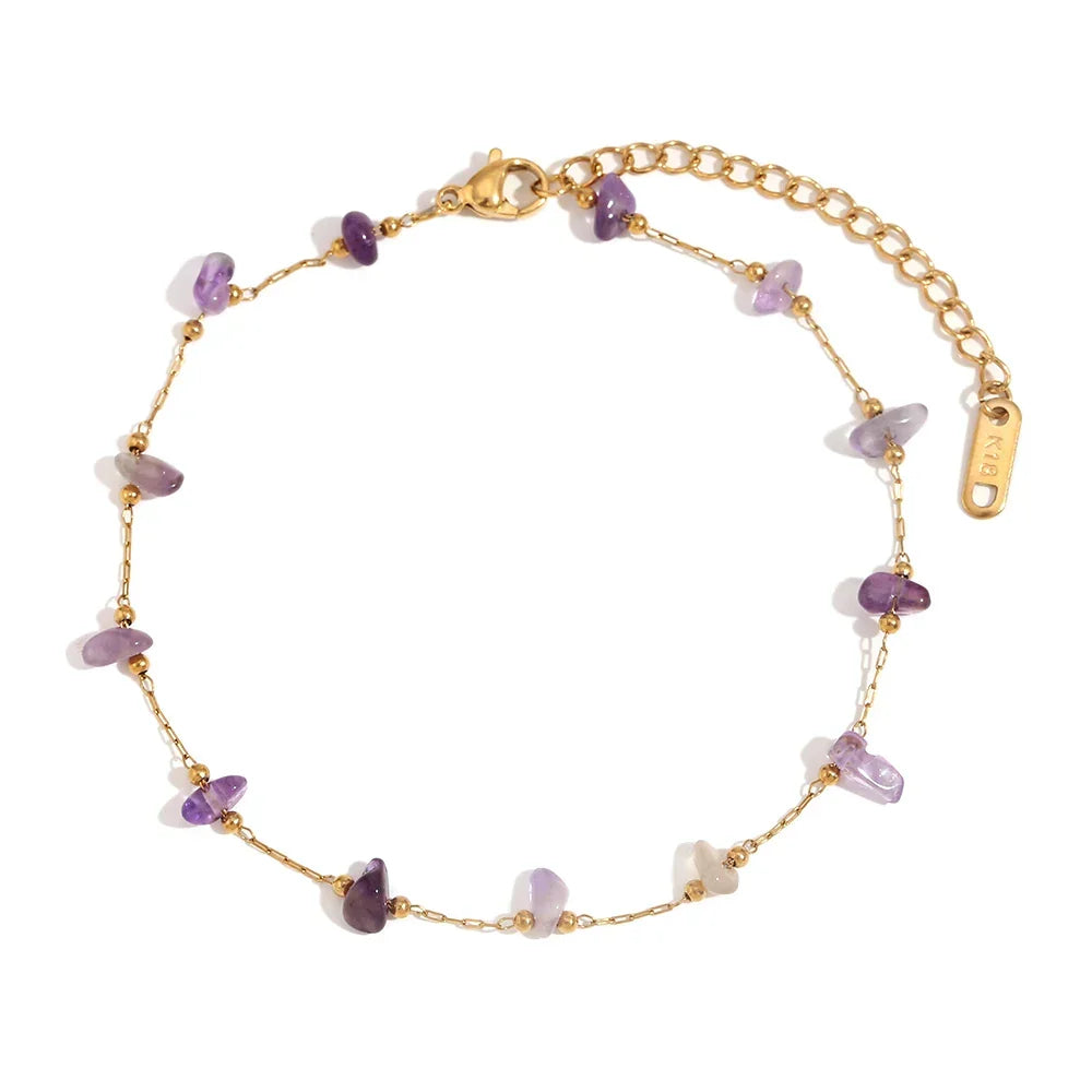 Natural Stone Gold Anklet