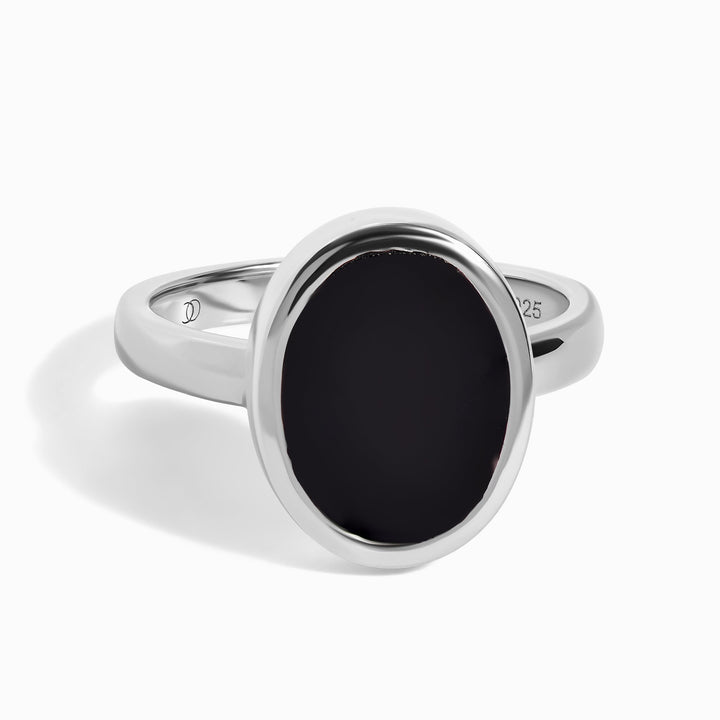Black Onyx Oval Slice Ring