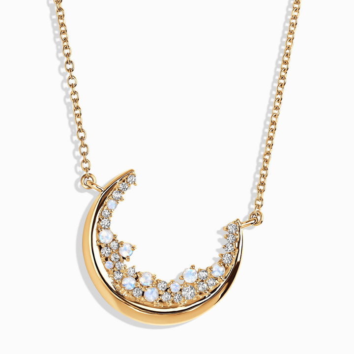 Moonstone and White Zircon Pendant Necklace