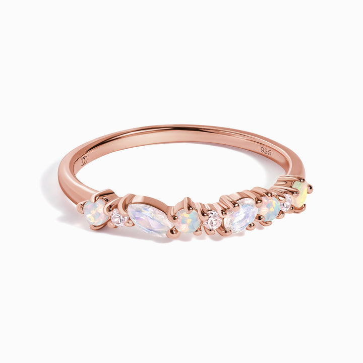 Moonstone and Opal Halo Ring
