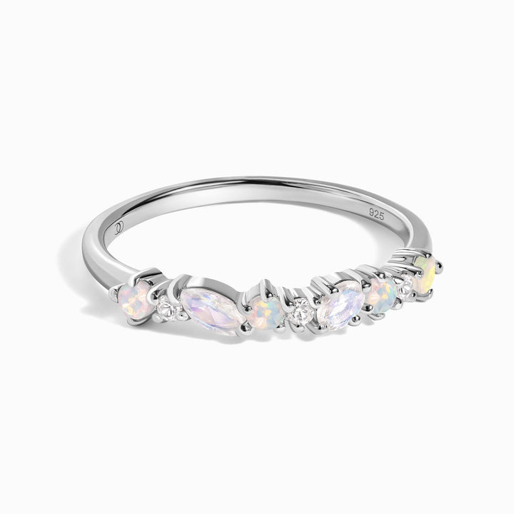 Moonstone and Opal Halo Ring