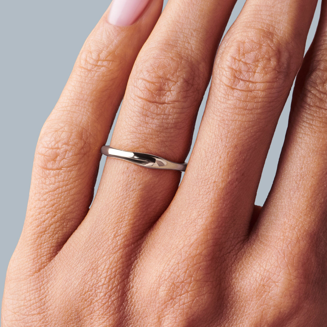 Textured Silver Stacking Band Ring
