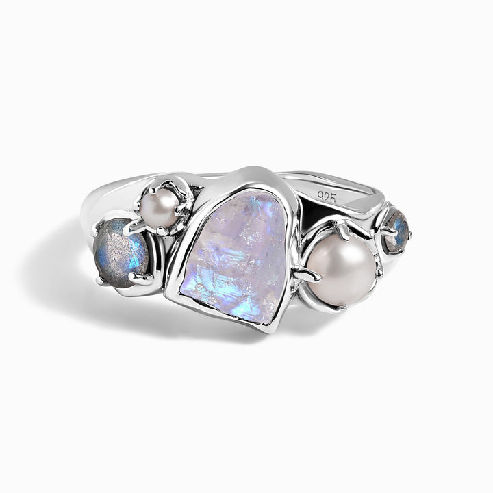 Moonstone and Pearl Stacking Ring