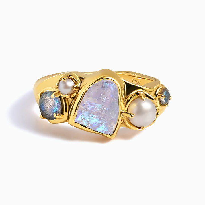 Moonstone and Pearl Stacking Ring