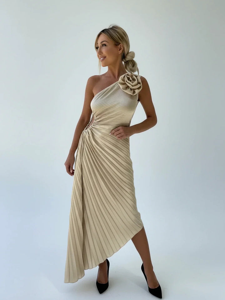 Pleated A-Line Midi Dress for Women