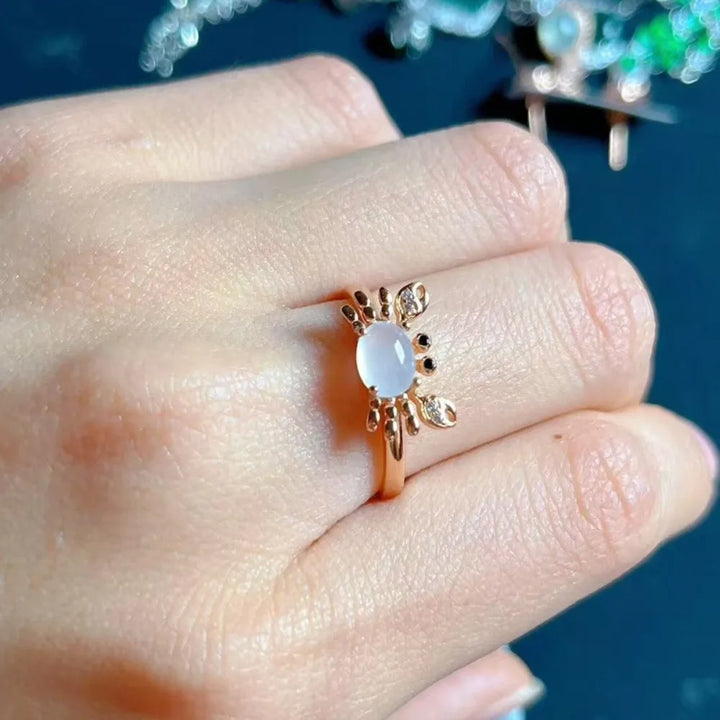 Ocean Crab Ring with Aquamarine Crystal
