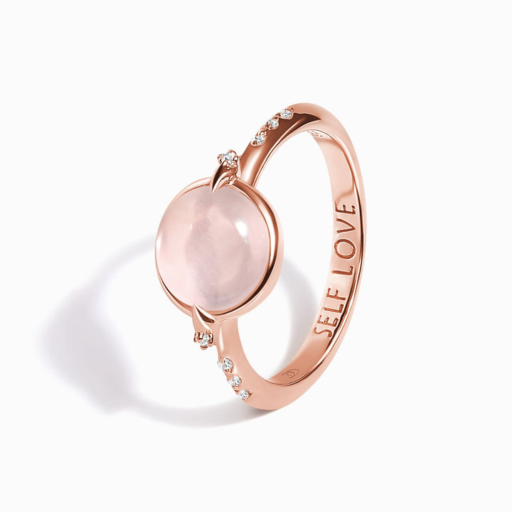 Rose Quartz Engraved Band Ring