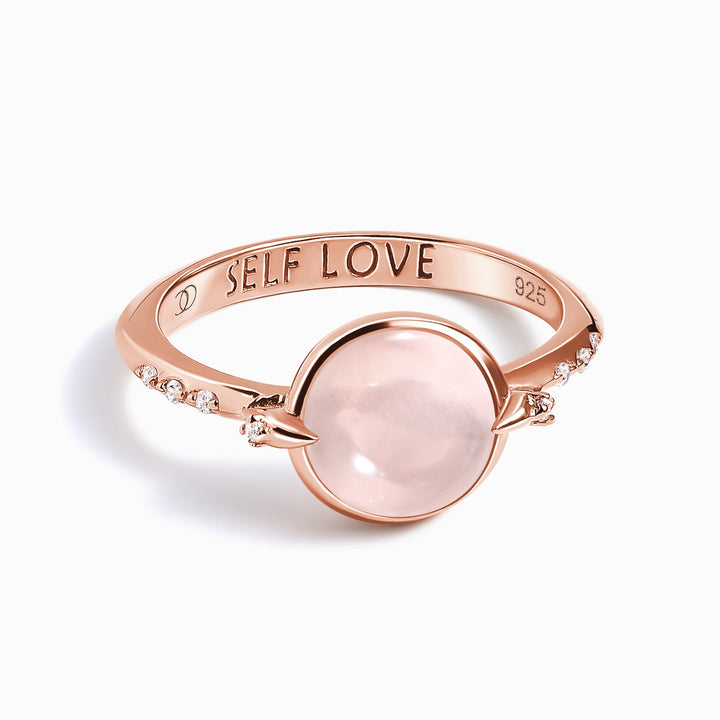 Rose Quartz Engraved Band Ring