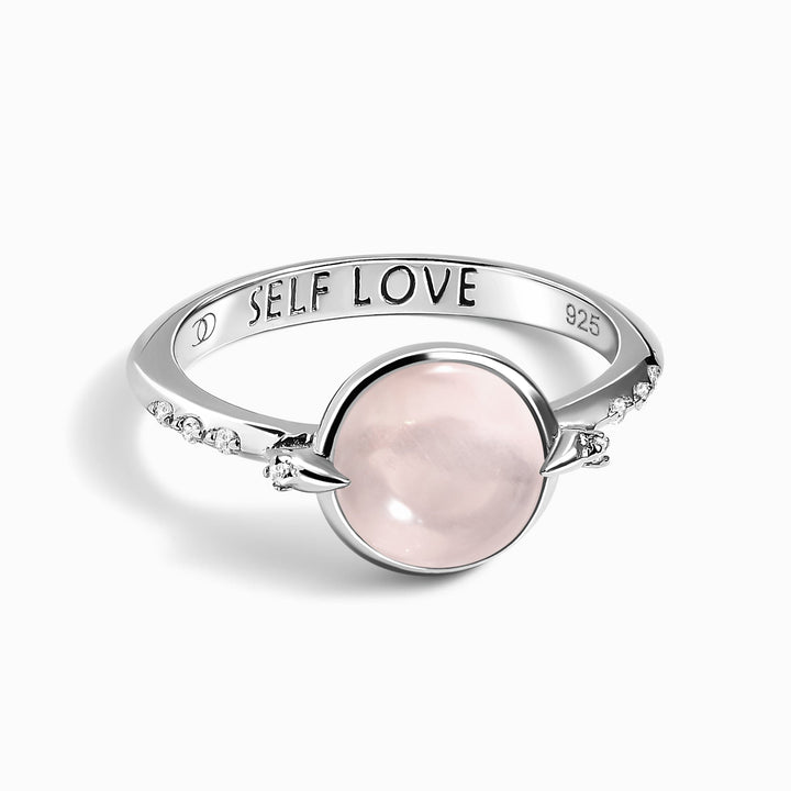 Rose Quartz Engraved Band Ring