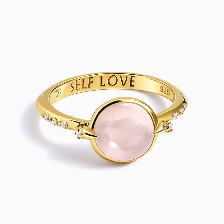 Rose Quartz Engraved Band Ring