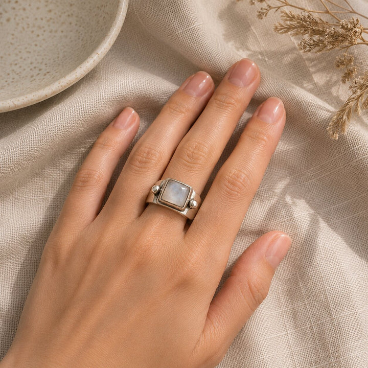 Retro Boho Moonstone Ring