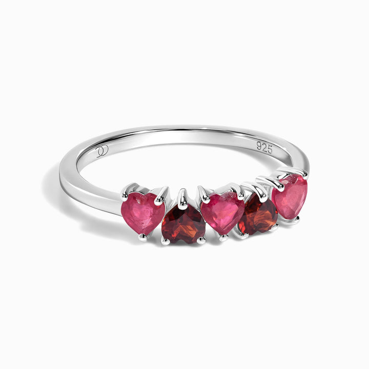 Ruby and Garnet Heart Ring